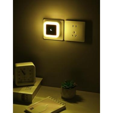 Imagem de 6 peças de luz noturna LED plugue na parede com sensor de luz inteligente, luzes noturnas de 0,5 W para adultos, lâmpada noturna amarela suave para corredor, quarto, escadas, banheiro