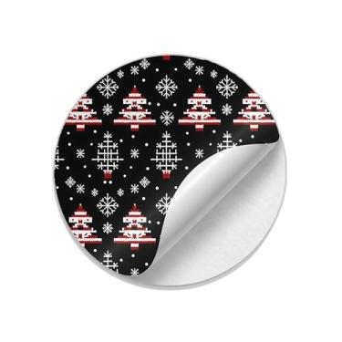 Imagem de Adesivos Natalinos Redondos 25 Unidades Homem de Neve Branco e Vermelho - Tamanho 85x85cm