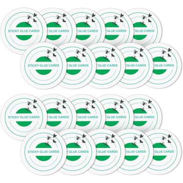 Imagem de Qualirey Pacote com 20 almofadas de refil de armadilha de cola compatíveis com armadilha de insetos voadores STEM, placas de cola de substituição de 9,5 cm, almofadas adesivas para controle de insetos