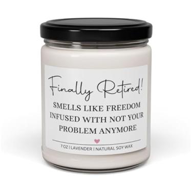 Imagem de Presente de aposentadoria para mulheres, homens - Vela perfumada de cera de soja de lavanda de 200 ml - Melhor presente aposentado para mulheres, homens, amigos, colegas de trabalho, professores, vela