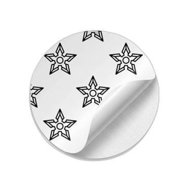 Imagem de Adesivos Redondos Natalinos 25 Unidades Com Estampa Ilustração em Vetor Padrão Shuriken - Tamanho 85x85cm
