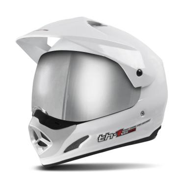 Imagem de Capacete Moto Cross Trilha Th1 Vision 58 Viseira Espelhada Branco Tam. 58