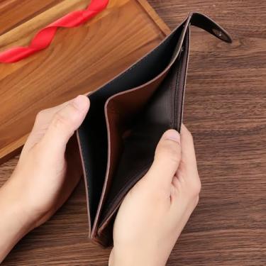 Imagem de Carteira masculina fina minimalista com bolso para moedas com zíper - Carteira de couro dobrável com bloqueio de RFID com clipe de dinheiro e porta-cartão, escolha preta ou marrom café, Café Leve