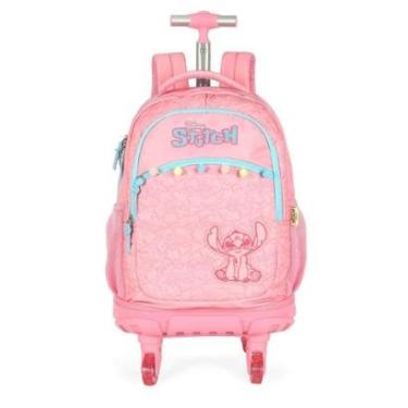 Imagem de Mochila Stitch 360º Rodas Meninas Viagem Escolar Passeio Disney-Feminino