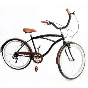 Imagem de Bicicleta Aro 26 Masculino Beach Estilo Retrô Marrom Preto