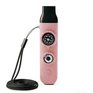 Imagem de Apito de emergência multifuncional de sobrevivência para crianças com bússola, caminhada, sobrevivência, termômetro e cordão de pescoço | Equipamento de segurança de emergência para caminhadas