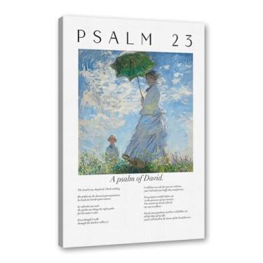 Imagem de Scripture Psalm Collection Monet Van Gogh Famosa pintura em aquarela impressa versículo bíblico pôster em tela decoração de parede de casa cristã (SKU6,27.9x35.6 cm = (28x35cm), emoldurado (tela