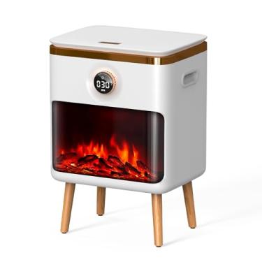 Imagem de FEPPO Aquecedor de toalhas, aquecedores de toalhas luxuosos de grande capacidade para banheiro com efeito de chama realista de lareira, temporizador, visor de LED, acessórios de banheiro ideais