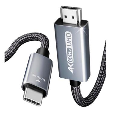 Imagem de Cabo USB-C Para HDMI 4K 60Hz 0,9M, Revestimento Em Alumínio, Cabo Trançado Em Nylon, Plug And Play, Compatível Com Thunderbolt 3/4, MacBook, iPad Pro, Dell, Monitor/TV/Projetor