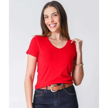 Imagem de Blusa Feminina Básica Manga Curta Marisa-66152, Vermelho, PP