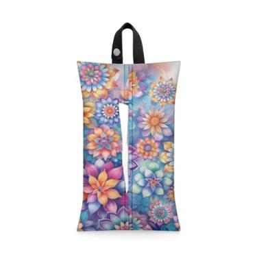 Imagem de Porta-lenços de papel de carro floral vibrante na moda porta-guardanapos retangular pendurado capa de caixa para armazenamento de lenços de carro organizador acessórios para a maioria dos veículos