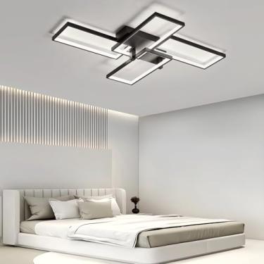 Imagem de Luminária de teto moderna para sala de estar, 37W, quadrada, LED, 3000k-6000k, dimerizável, de embutir, com controle remoto, iluminação em acrílico para quarto, sala de jantar, escritório e