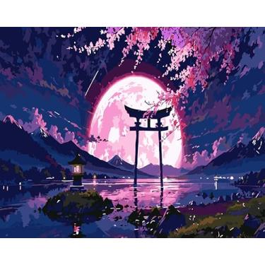 Imagem de Kit de pintura por números para adultos iniciantes, kits de pintura de floresta de sonho brilhante por números tela sem moldura, pintura a óleo acrílica de flor faça você mesmo kits de pintura por