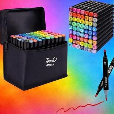 Imagem de Estojo Caneta Marcador Touch para Colorir Desenho Boobie Goods Profissional, Ponta Dupla, Codificados por Cores, Caixa de Bônus marcadores artisticos, Canetinha Coloridas para Boobie Goods. (60)