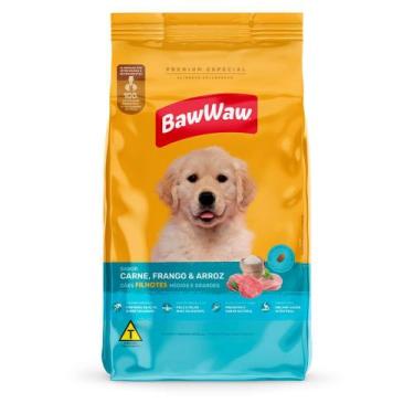 Imagem de Ração Baw Waw Cão Filhote Adulto Carne Arroz e Frango 5KG