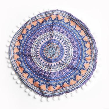 Imagem de Fronha com estampa redonda de 43 cm, capa decorativa de poliéster, impressão de arte dupla face, fecho lateral lavável 43 x 43 cm para sofá, quarto, sala de estar, café, vários designs (nº 2)