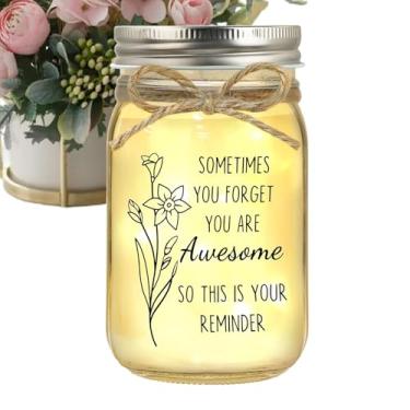 Imagem de Mason Jar Night Light, Frascos decorativos de luz noturna,Frasco de vidro quente LED luz noturna religiosa | Inspiração a pilhas presente cristão decoração de casa rústica com cordão leve para anivers