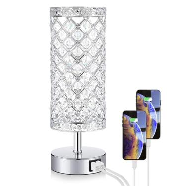 Imagem de Lâmpada de Mesa Cristal com LED Luz Branca Quente 3000K Porta Carregamento USB C A Bateria 4000MAH Controle Regulável por Pressão Longa Noite para Qua
