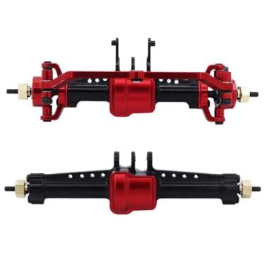 Imagem de MYHWDRNU Peças de carro RC compatíveis com Traxxas para TRX4M para Bronco 1/18 RC Crawler Car Parts 2 peças de metal eixo dianteiro e traseiro com engrenagem de aço (vermelho)