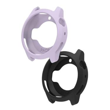 Imagem de Capa para relógio esportivo COROS PACE 4, capa FJIASTB de silicone macio à prova de choque, leve e fácil de instalar, pacote com 2 (roxo + preto)