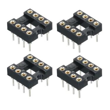 Imagem de Generic 4 peças DIP IC chip soquete adaptador pino redondo 8P 2,54 mm passo IC soquete para placa PCB chip, 7,6 mm preto