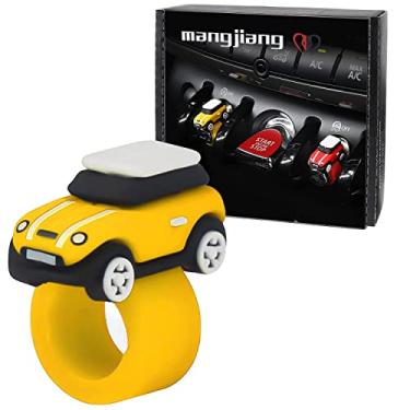 Imagem de Ornamentos de carro Darshboard Adesivo Tampa de partida do motor Controle de energia Interruptores de botão de pressão Decoração circular Acessórios interiores para 3 Gen Mini Cooper F54 F55 F56 F57 F60 2014+ (Anel de botão amarelo)