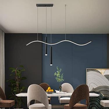 Imagem de Luminária pendente LED moderna para mesa de jantar, com intensidade regulável, design de foco, lustre, luminária de teto moderna para cozinha, altura ajustável com controle remoto, ideal par