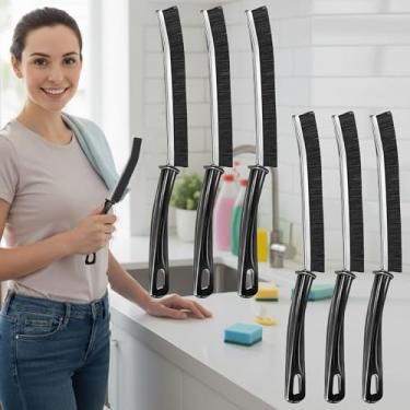 Imagem de Conjunto de 6 escovas de limpeza de fendas, escovas pequenas para limpeza de argamassa e lacunas para chuveiro, azulejo, vaso sanitário, cozinha e banheiro, escovas estreitas para uso doméstico e