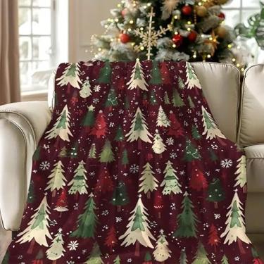 Imagem de Cobertor aconchegante vintage de cedro vermelho e floco de neve de flanela super macio e leve para decoração de sofá de Natal e sala de estar para todas as estações