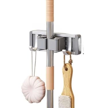 Imagem de Suporte de Vassoura Organizador Parede Multiuso 5 Lugares 6 Ganchos Porta Rodo Mop Pá Chave Posições(1 Lugares 2 Ganchos)