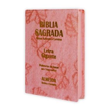 Imagem de Bíblia Sagrada Letra Gigante - Luxo - Folha Rosa Luxo - C/ Harpa - REI