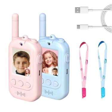 Imagem de Video walkie talkies for Kids,walkie talkies Long Range, Rechargeable Video Walkie-Talkie Gift,Suitable for Boys and Girls Aged 3 to 12 for Indoor and Outdoor Play(Blue/Pink).