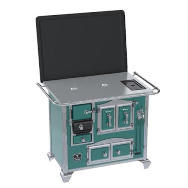 Imagem de Fogão a Lenha N 2 Gab Sec Xv Chapa de Aluminio Turquesa Saida Direita