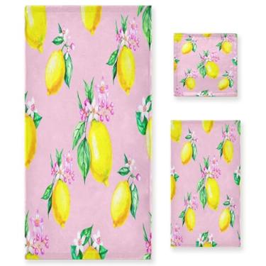 Imagem de xigua Conjunto de toalhas de banheiro com limões em aquarela absorvente macio 3 peças toalha de banho toalha de mão toalhas decorativas para banheiro, academia, hotel, praia, piscina