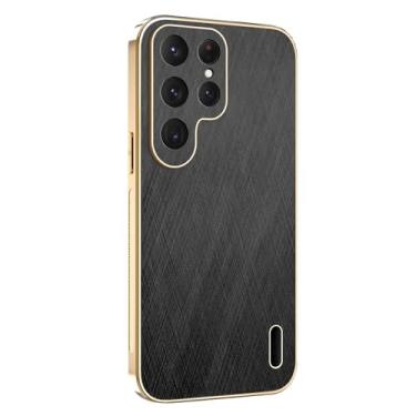 Imagem de LTLMYDAM Capa vintage para Samsung Galaxy S26 Ultra/S26 Plus/S26, proteção de câmera galvanizada fina capa de couro anti-impressão digital, capa leve, preta, S26 Plus