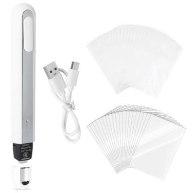 Imagem de GYHPD Kit de 47 peças para achatamento de cartões, conjunto de acessórios de cuidados com base em cartão inclui 1 caneta térmica branca redutora de vincos, 25 papéis térmicos, 20 folhas transparentes