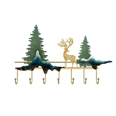 Imagem de Cabideiro de parede suporte de entrada para roupas estético quarto montado na parede nórdico moderno cabideiro portátil criativo hall móveis ganchos para casaco (grande)