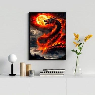 Imagem de Quadro Decorativo Dragão Com Fogo 33X24Cm