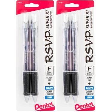 Imagem de Bolígrafo Pentel RSVP Super RT 0.7 mm Tinta Negra Paquete de 2