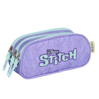 Imagem de Estojo Repartições Escolar Stitch Disney Luxcel Menina Roxo