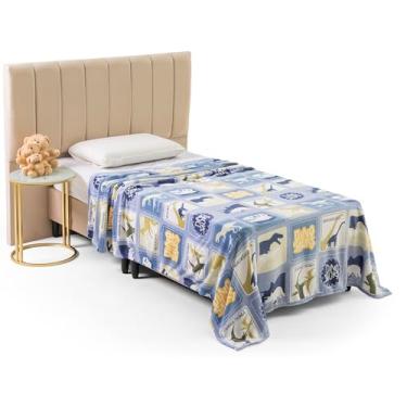 Imagem de Cobertor Manta Solteiro Infantil Flanel Microfibra Toque Extra Macio Secagem Rapida (Jurassic Azul)