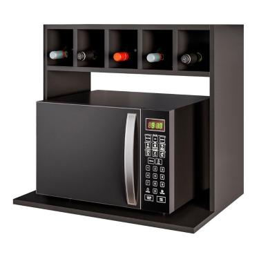 Imagem de Suporte Micro-ondas Forno Armário Aéreo Com Adega 60cm Lótus M24 Preto - Mpozenato