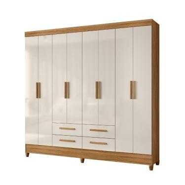 Imagem de Guarda Roupas Casal 8 Portas 4 Gavetas Flórida Freijó/off White Moval 