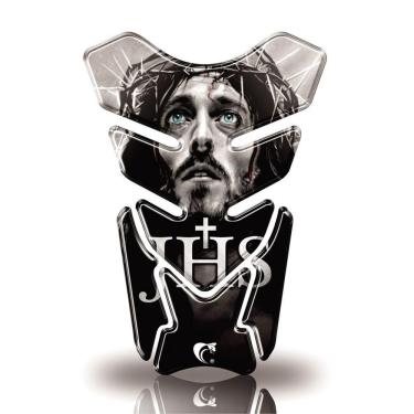 Imagem de Protetor De Tanque Adesivo Moto Honda Yamaha Suzuki Jesus Cristo Preto