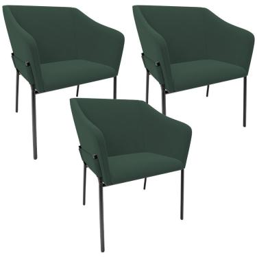 Imagem de Kit 3 Cadeiras Para Sala De Jantar Estar Living Olívia L02 Suede Verde - Lyam Decor