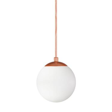 Imagem de Pendente Globo Esfera De Vidro Branco 14cm - Bronze