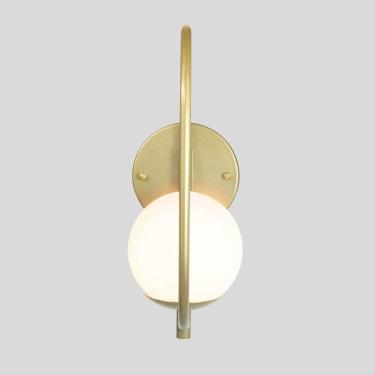 Imagem de Arandela Online Dourado Globo De Vidro Branco + Led 5w