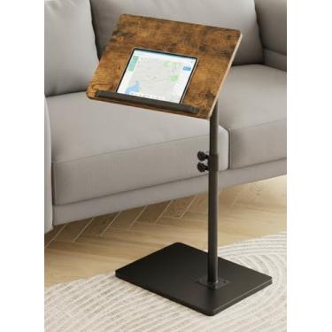 Imagem de Bandeja de braço de sofá, ângulo de mesa ajustável, altura giratória de 360°, suporte de laptop para sofá, reclinável, mesa em forma de C, para cadeira de cama, cadeira ou bandeja de TV, mesa rústica