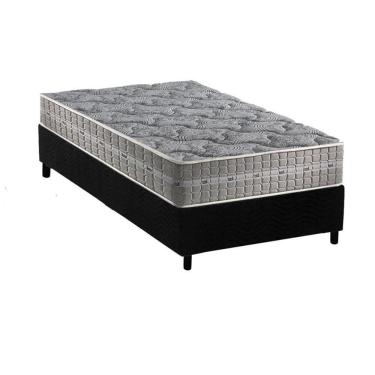 Imagem de Cama Box Solteiro: Colchão Molas Ensacadas Royal + Base Crc Suede Black (88x188)