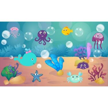 Imagem de Painel Em Tecido Sublimado Fundo do Mar 05 - Fabrika de Festa, 300x170
